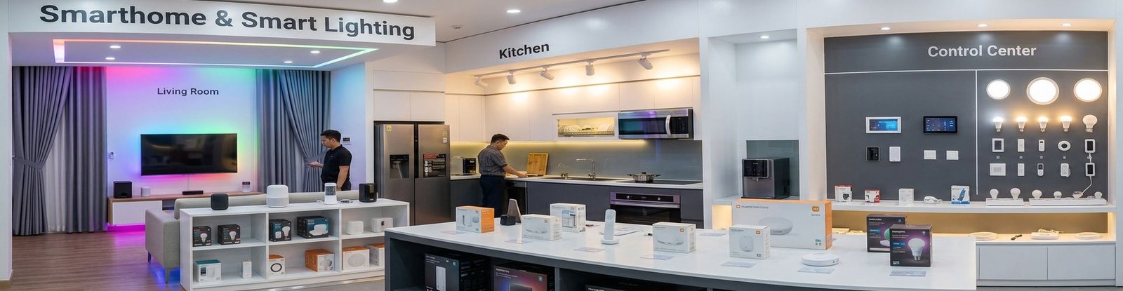 Không gian trưng bày sản phẩm chiếu sáng và nhà thông minh